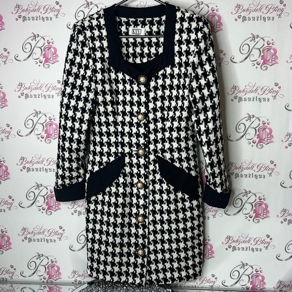 Forever 21 dress blazer style Elegant Black and White Houndstooth Women's Coat